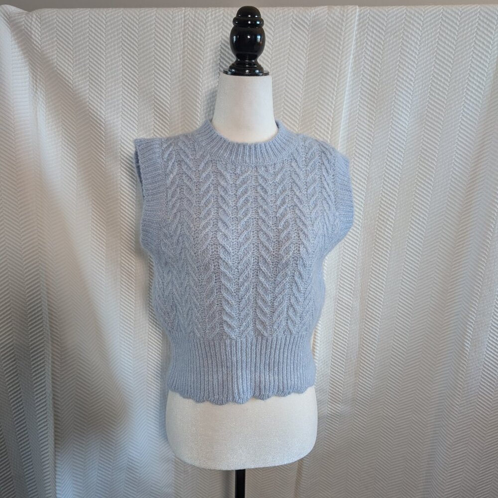 Zara Sweater Vest Light Blue Size Small Wool Blend Light Academia Preppy Layers